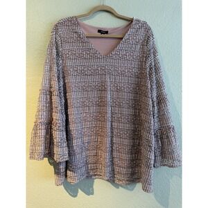 Alfani Plus Size 3/4 Ruffle Bell Sleeve Top Fairy Core, Festival, Coachella XXL